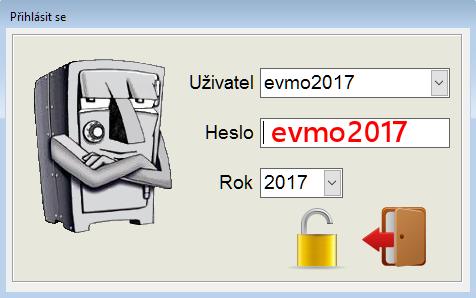 EvMO2017 přístup do programu 4 Pokud je spojení na data v pořádku, objeví se jedno z dialogových oken pro vstup do programu.