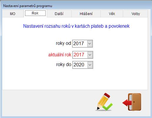 5 Na další záložce se nastaví aktuální účetní rok. Program umožňuje pracovat s roky nezávisle.