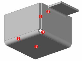 BricsCAD > Prvky plechového dílu Přehled prvků plechového dílu: Základní deska Ohyb Rohový reliéf Spoj Ohybový reliéf Deska Deska, která je tvořena dvěma rovnoběžnými rovinnými plochami, je základním