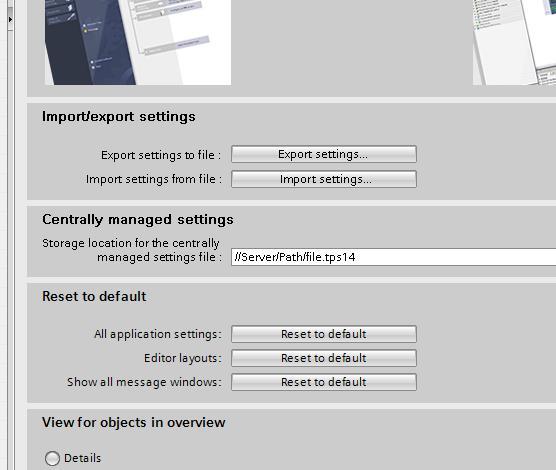 Novinky WinCC Professional V14 Import and Export of the TIA Portal settings Funkce Manuální Import & Export globálního nastavení TIA