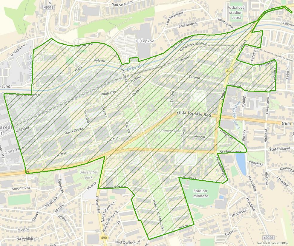 Příloha č. 5 Vymezení území, na kterém je stanovena maximální doba prodeje zboží a poskytování služeb na restauračních zahrádkách od 6.00 do 24.00 hodin 1.