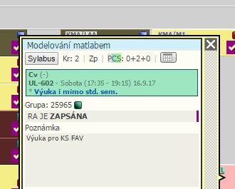 5.5. Zrušení, změna chybně zapsaného předmětu Chybně zapsané předměty a rozvrhové akce lze smazat nebo změnit tak, že zvolíme opačný postup než při jeho zápisu.