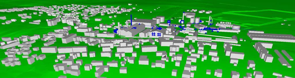 obrázek 4 Situace - 3D pohled od západu Zdroje hluku Hlavními zdroji hluku v areálu jsou instalovaná technologická zařízení cukrovaru a lihovaru.