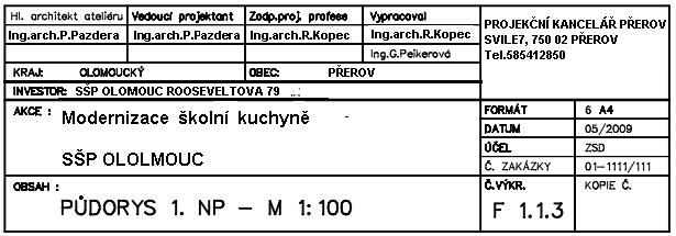 Obrázek 5 Rozložení ploch na výkresu (Novotný, J. Cvičení z pozemního stavitelství pro 1. a 2. ročník; Konstrukční cvičení pro 3. a 4. ročník SPŠ stavebních. 1. vyd. Praha: Sobotáles, 2007.