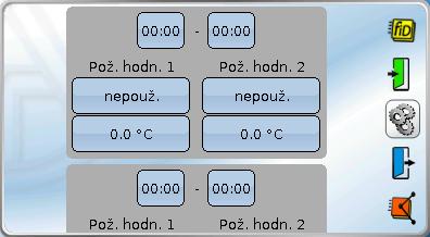Spínací hodiny Submenu Časový program Náhled s 2 požadovanými hodnotami, bez vstupních variant 1.