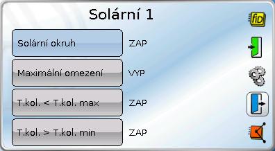 Ukončení parametrizování Pro návrat ze submenu do menu Vstupní proměnná nebo Parametry klikněte na šipku.