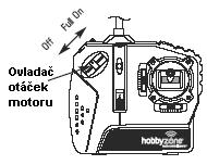 Krok číslo 13. Práce s ovladačem plynu Pozor! Pokud letíte s Aerobirdem pomalu s vypnutým motorem, potřebuje model na provedení obratů větší prostor. - Nastoupejte s plným plynem výšku asi 30m.