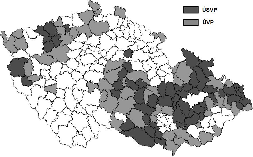 Mapa č. 14: ÚVP a ÚSVP Miloše Zemana ve druhém kole Zdroj: Autor na základě ČSÚ 2013.