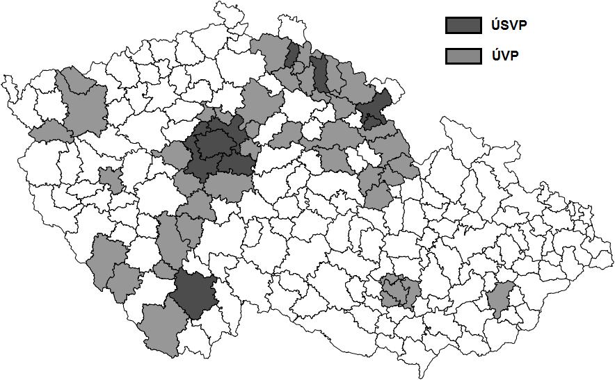 Mapa č. 16: ÚVP a ÚSVP Karla Schwarzenberga ve druhém kole Zdroj: Autor na základě ČSÚ 2013.