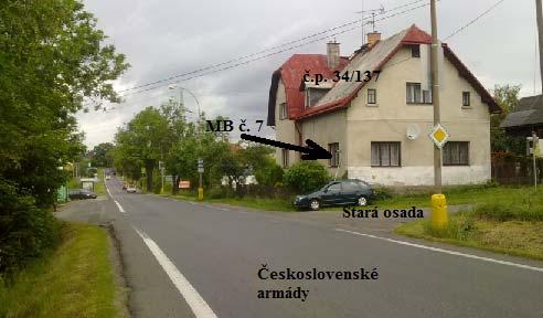 Na následující situaci a fotce je bod MB č.7 znázorněn. Situace: Komunikace Československé armády je hlavní, je obousměrná, v každém směru má jeden jízdní pruh. V okolí bodu MB č. 7 je v rovině.