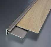 Vinyl tile edge with countersunk screw holes is used for a perfect termination of vinyl floor thickness up to 3 mm on the stairs.