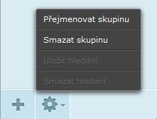 Z menu nástrojů vyberte ten, ketrý potřebujete použít (Přejmenovat skupinu či Smazat skupinu). 3.