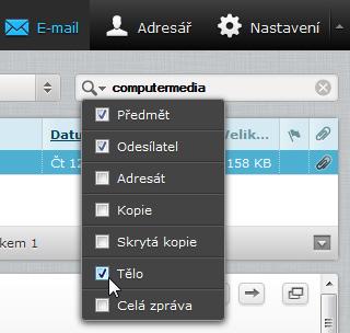 Zobrazování jen zpráv vyhovujících vybranému třídícímu filtru V hlavním okně poštovního programu, v jeho pravém rohu (nad polem seznamu e-mailů dané složky) je k dispozici rozevírací nabídka sloužící