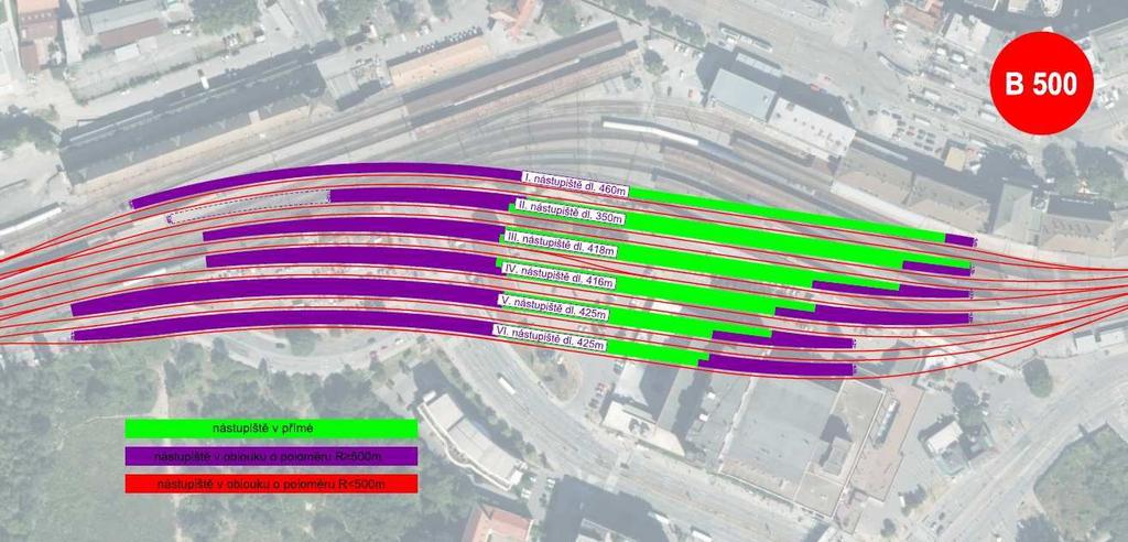 Stávající sm rové ešení kolejišt hlavního nádraží proto nelze použít a je nutné navrhnout zcela novou geometrii kolejišt.