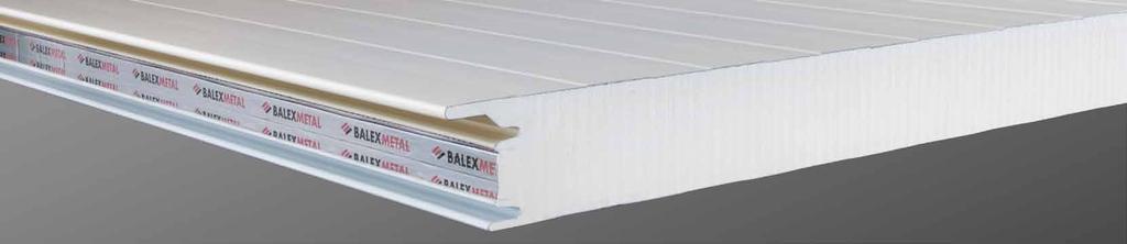 Sendvičové panely s izolačním jádrem z polyuretanu, stěnové se skrytým spojem Balextherm-PU-W-Plus Dobrý tepelný odpor jádro z pevné polyuretanové pěny a těsnící páska instalovaná již ve výrobě