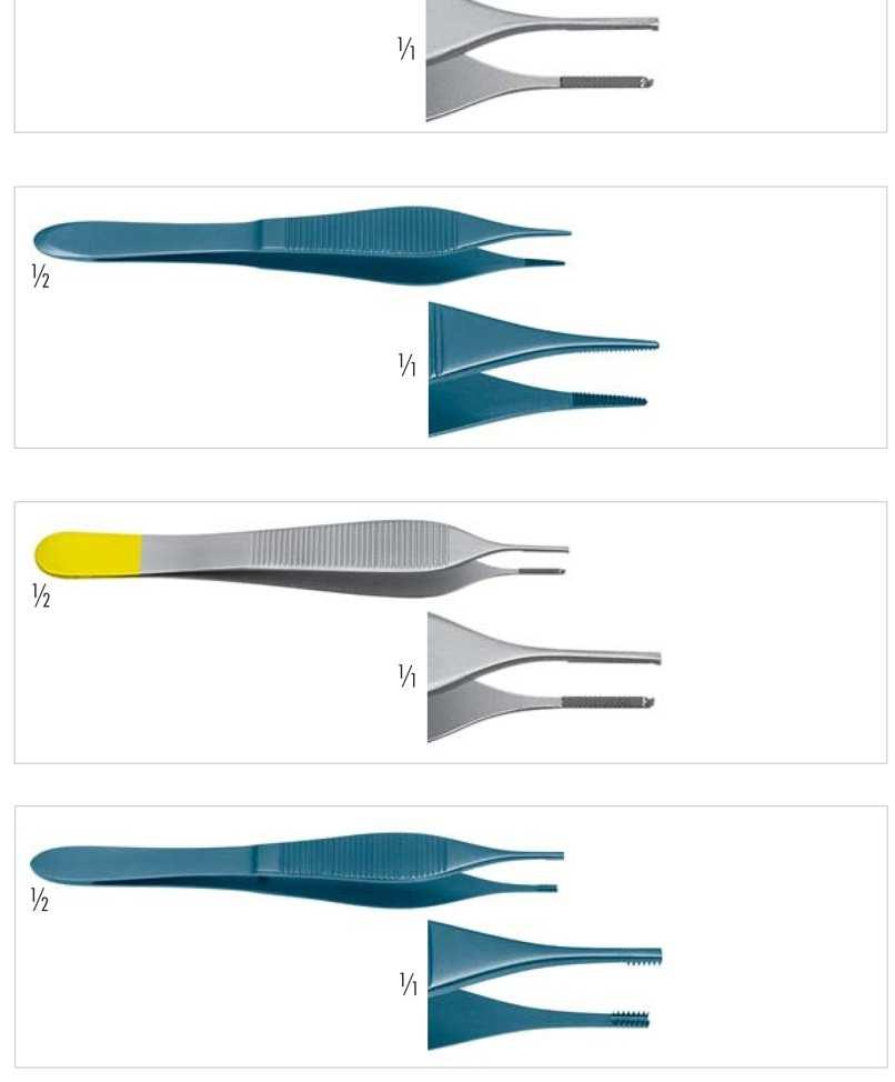 ADSON TC chirurgická 1x2 zuby 130-242-120 120 mm 130-242-150 150 mm TITAN ADSON Titan, anatomická 130-537-120