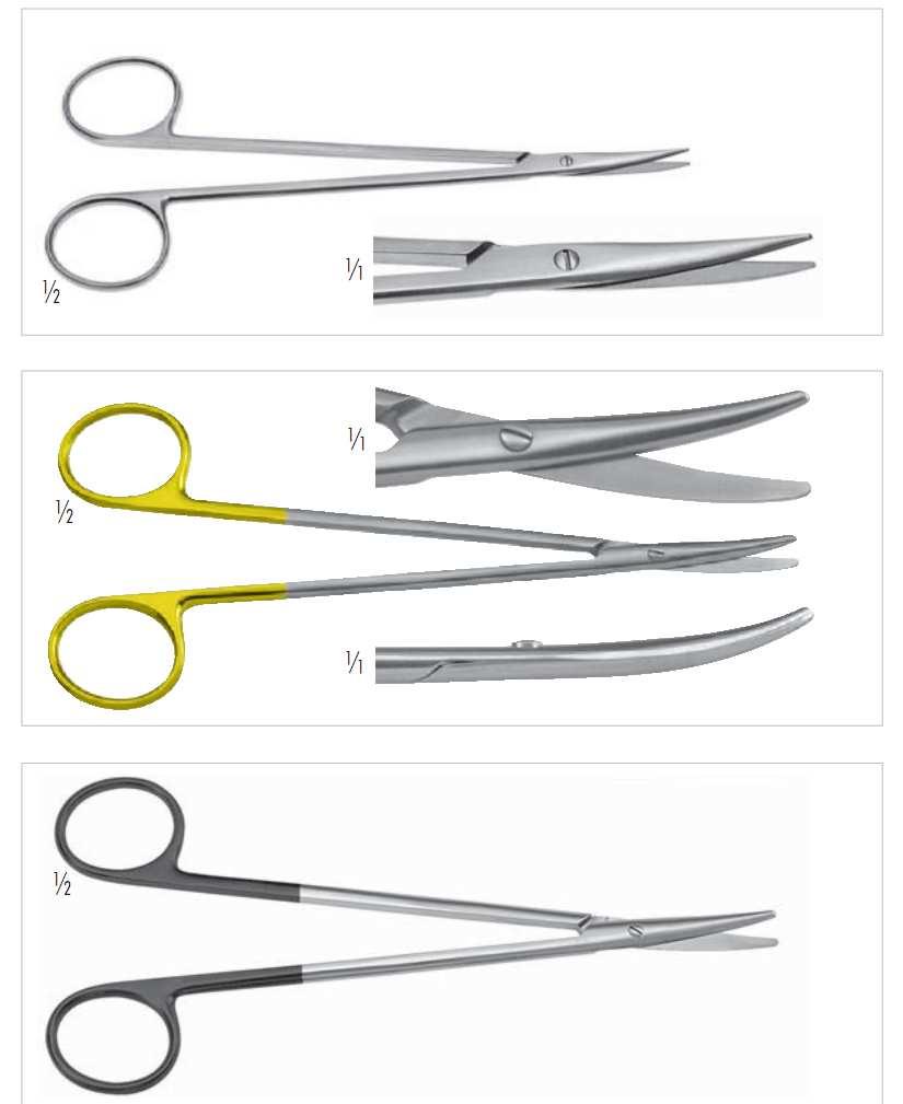 Nůžky preparační 120-121-150 Nerven preparační, špičaté, zahnuté, 150 mm 113 09 61218