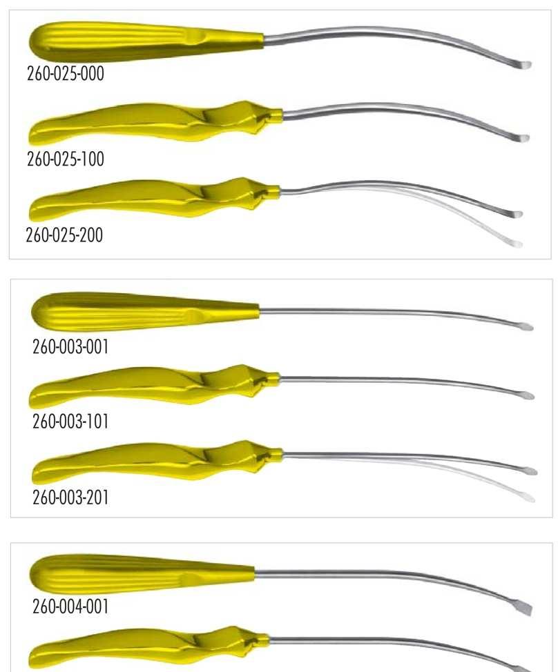 SHAPERS Nástroje pro plastiku obličeje škrabky 260-025-000 tvar S, široká 5 mm 24,0 cm 260-025-100 s ergonomickým