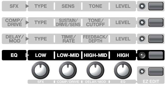 Úvod do efektů a parametrů EQ (Equalizer) Tento efekt nastavuje kvalitu zvuku.