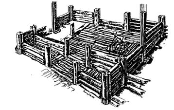 Biskupin, rekonstrukce (Rajewski AR 1953). Proslavené hradiště Biskupin polské Pompeje (lužická popelnicová pole, pozdní doba bronzová a starší železná, 9. 6. stol. př. n. l.