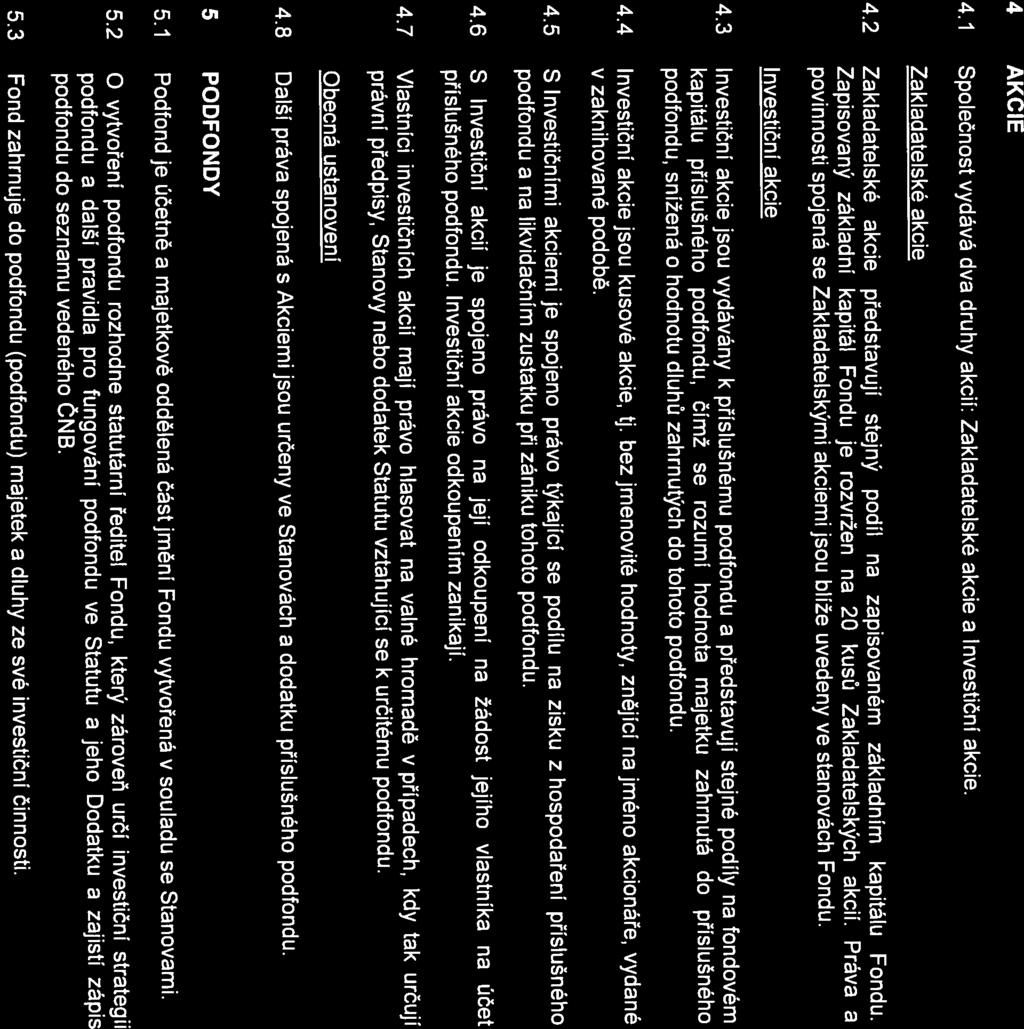 ONDŘEJ ŠTĚPÁNEK povinnosti spojená se Zakladatelskými akciemi jsou blíže uvedeny ve stanovách Fondu. kapitálu příslušného podfondu, čímž se rozumí hodnota majetku zahrnutá do příslušného 5.