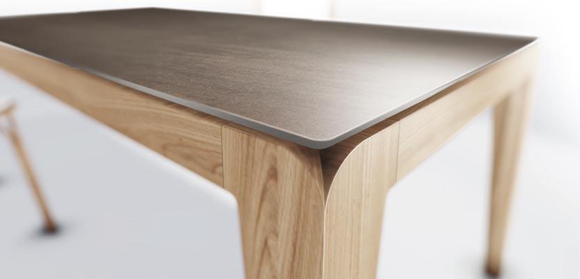 SK/ Stôl ladiaci s kuchyňou. Pracovná doska a stolová doska môžu byť z rovnakého materiálu. Variabilita stolov Každý stôl je možné materiálovo a rozmerovo upraviť podľa požiadavky klienta.