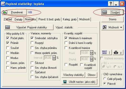 Obr. 7. Funkce Popisná statistika 3.1.