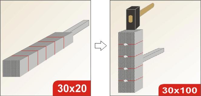2. Dále je třeba vytáhnout překovaný paket v delší plocháč, který následně nařežeme na zhruba 20 stejných dílů.