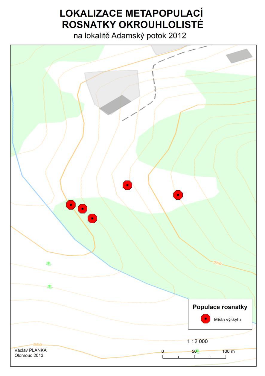 14 4.3.1. Adamský potok Obr. 4: Mapa Adamský potok Popis lokality: Lokalita se nachází na pomezí obcí Hutisko-Solanec a Horní Bečva, nachází se však v katastru obce Prostřední Bečva.