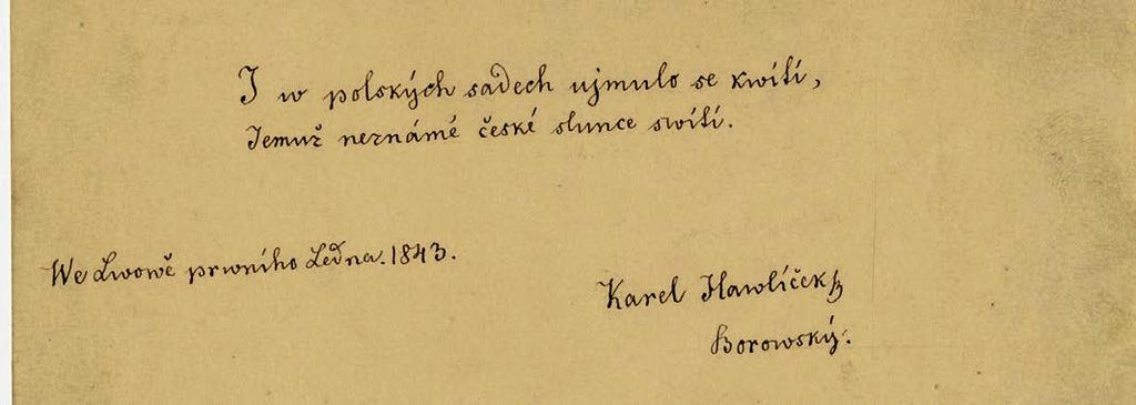 List z památníku Honoraty Zapové (1825 1856) se