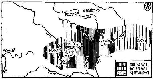 Říše za Boleslava I. (bratra Václava) a Boleslava II. (syn Boleslava I.