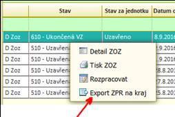 Zprávy o zásahu Převzetí zprávy Uložení rozpracované zprávy