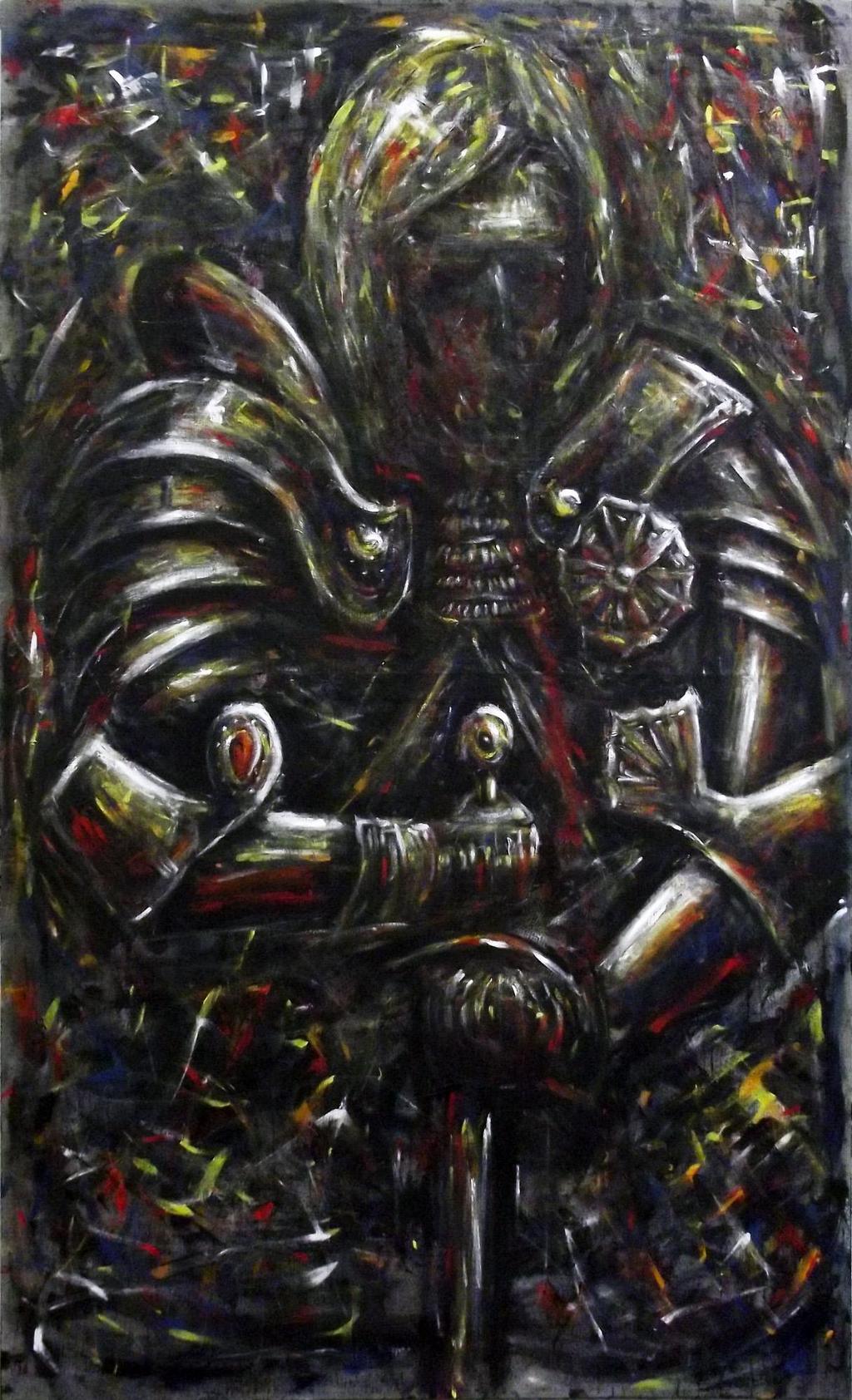Myself, kombinovaná technika na plátně, 150x250cm,