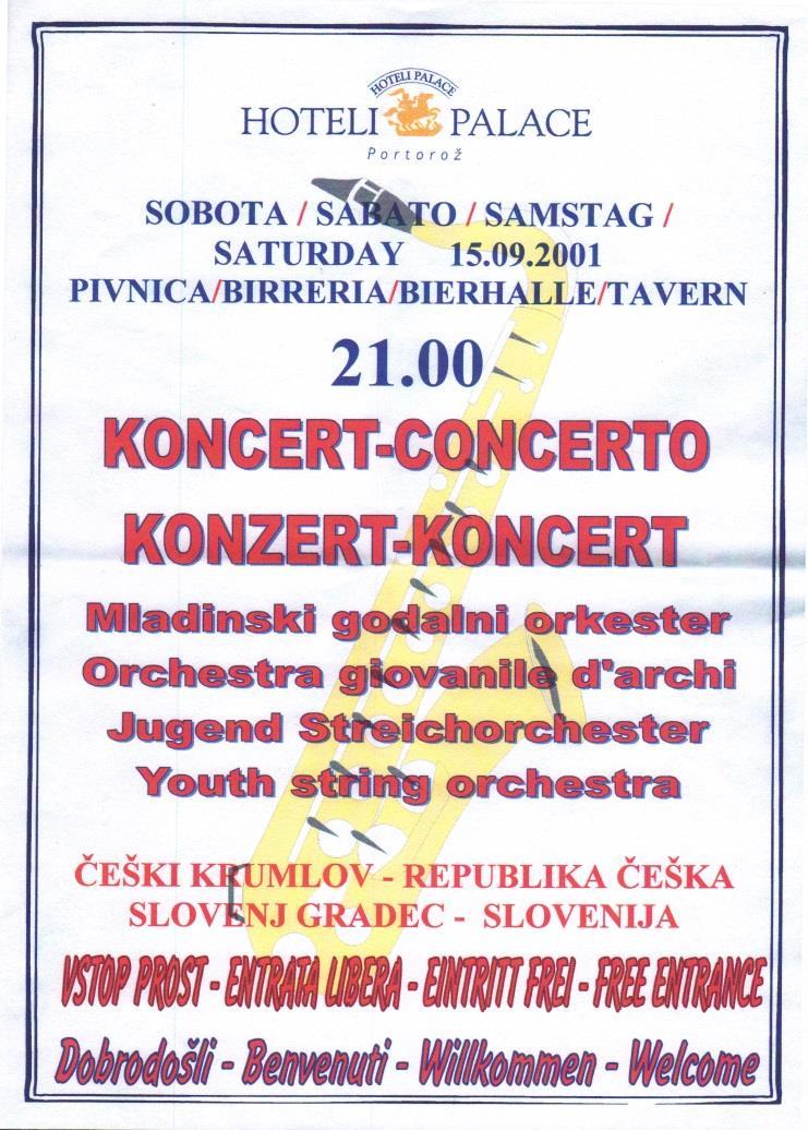 CD z koncertu sólistů a spojeného smyčcového orchestru GŠ Slovenj Gradec a ZUŠ Český Krumlov 9. 11.
