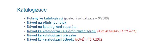 Elektronické knihy katalogizace, vyhledávání Popis elektronických knih návod