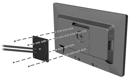 Montáž monitoru Monitor může být připevněn na zeď, otočné rameno nebo jiná upevňovací zařízení.