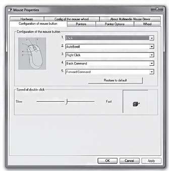The configuration menu for the mouse appears. GB Select the tab "Configuration of mouse button". Here you can set a function for each of the five mouse buttons.