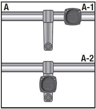 Položte držák na řídítka a upevněte jej vázacími páskami. Obrázek C: Vysílač upevněte vázacími páskami na vidlici kola (v max. vzdálenosti do 60 cm od držáku na řídítkách.