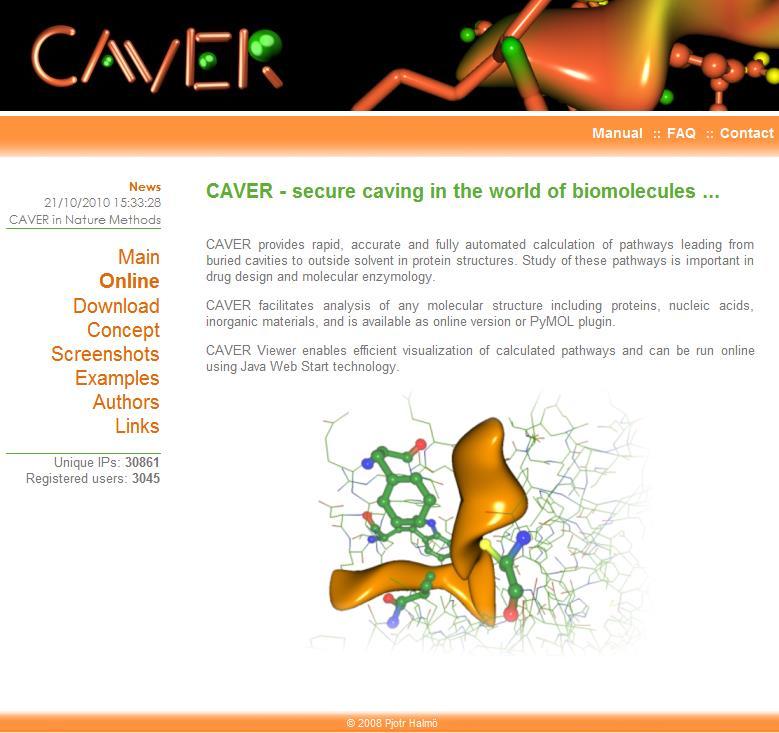 http://loschmidt.sci.muni.cz/caver/index.php Petrek, M.