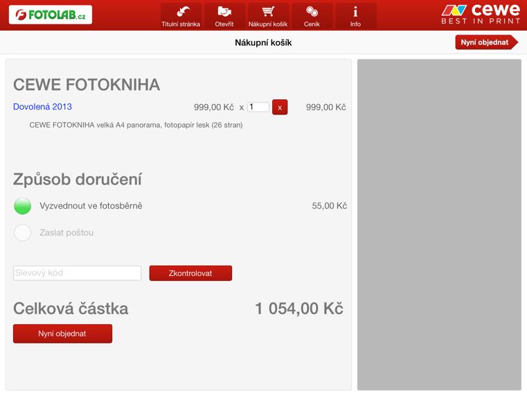 CEWE FOTOKNIHA Přehled nákupního košíku - zvolte počet kusů, způsob doručení a pokud máte