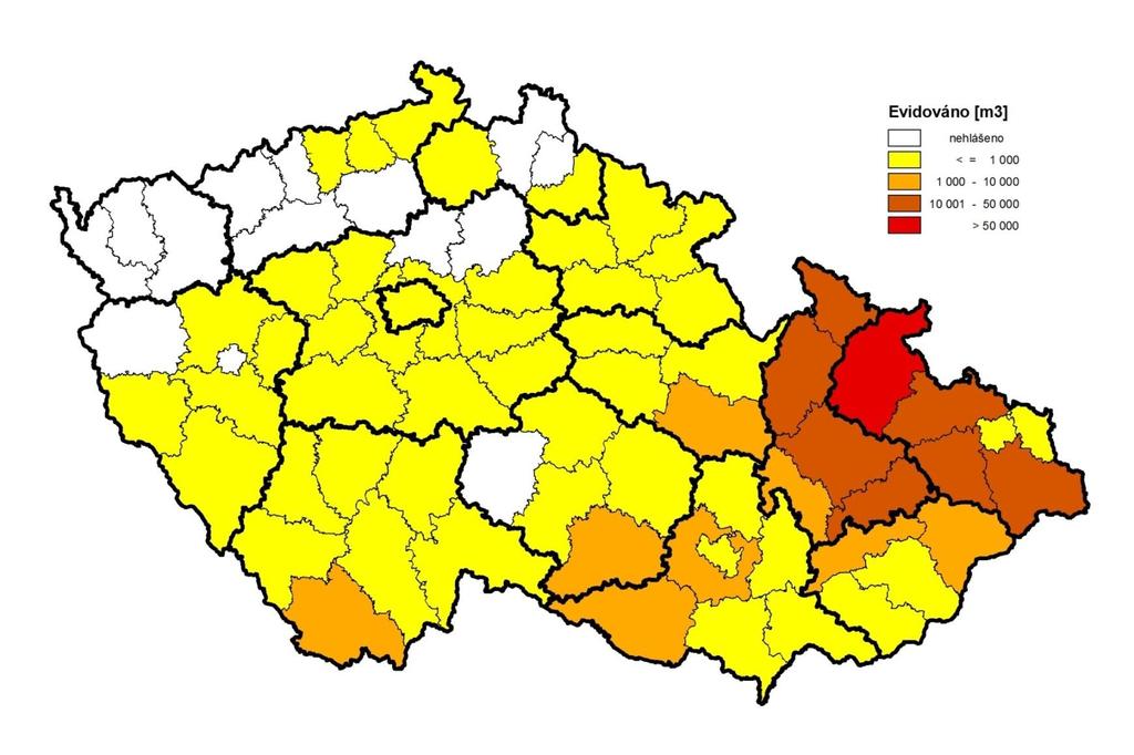 Hlášený objem smrkového