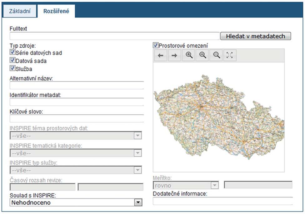 2 Vyhledávací služby Prostřednictvím vyhledávací (katalogové) služby jsou poskytovány metadatové záznamy o spravovaných prostorových datech.