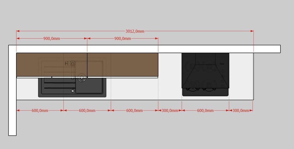 Kuchyňská sestava 3A4 Komínková digestoř Integrovaná myčka 60cm