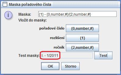 Ověřovací knihy 13 Tlačítkem Test se zobrazí náhled na tvar zadaného pořadového čísla - tak, jak se bude tisknout.