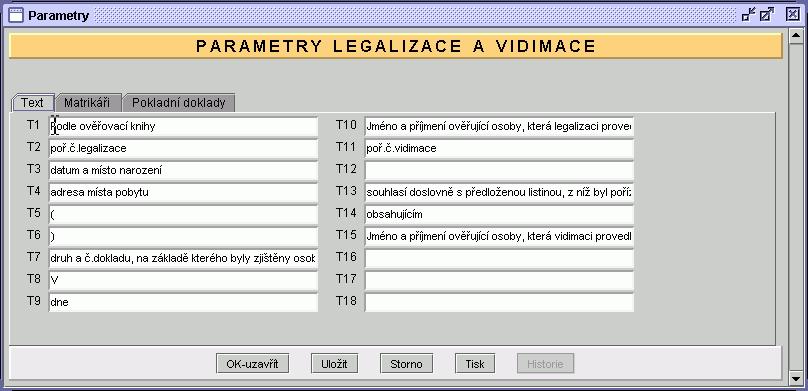 a legalizace - parametry 7 Záložka Matrikáři Na záložce Matrikáři lze doplnit nebo upravit