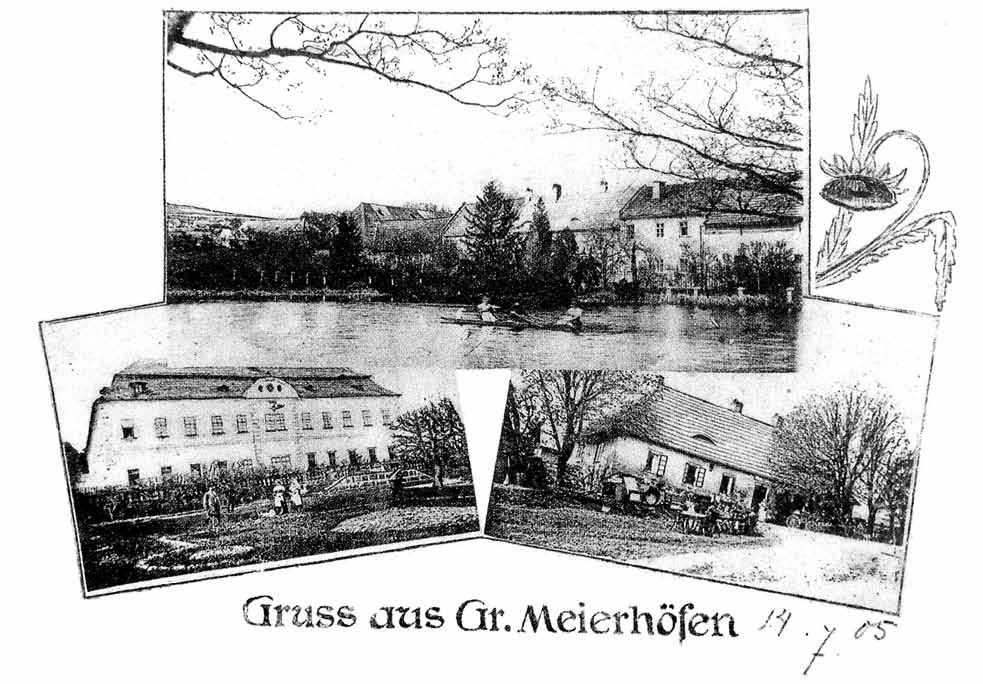 Obr. 7. Velké Dvorce (okr. Tachov), zámek. 1905. Vlevo dole pohled na východní průčelí hlavní zámecké budovy. (Převzato z BAXA, V. et al.: Přimdsko a Borsko na starých pohlednicích, s. 242) 1731.