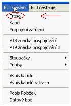 6.2 Kabelové trasy Po umístění rozvaděče si zakreslíme kabelové trasy. Kabelové trasy jsou umístěné v ELJ kreslení (Obr. 6.2.1). Obrázek 6.2.1: Umístění kabelové trasy Kabelové trasy začínají v rozvaděči a končí v místě, kde nebude potřeba více než tří kabelů.