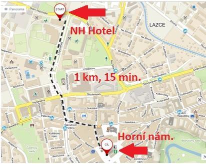 NH Hotel centrum města/horní nám. (následný přesun na ulice Křížkovského a Konvikt) Odpolední zasedání 14:00 18:00 Konvikt/Křížkovského.