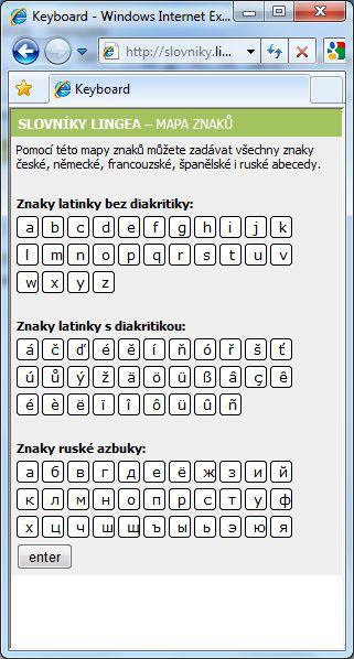 Obr. 2 Okno klávesnice, podchycující znaky jiných jazyků. Obr.