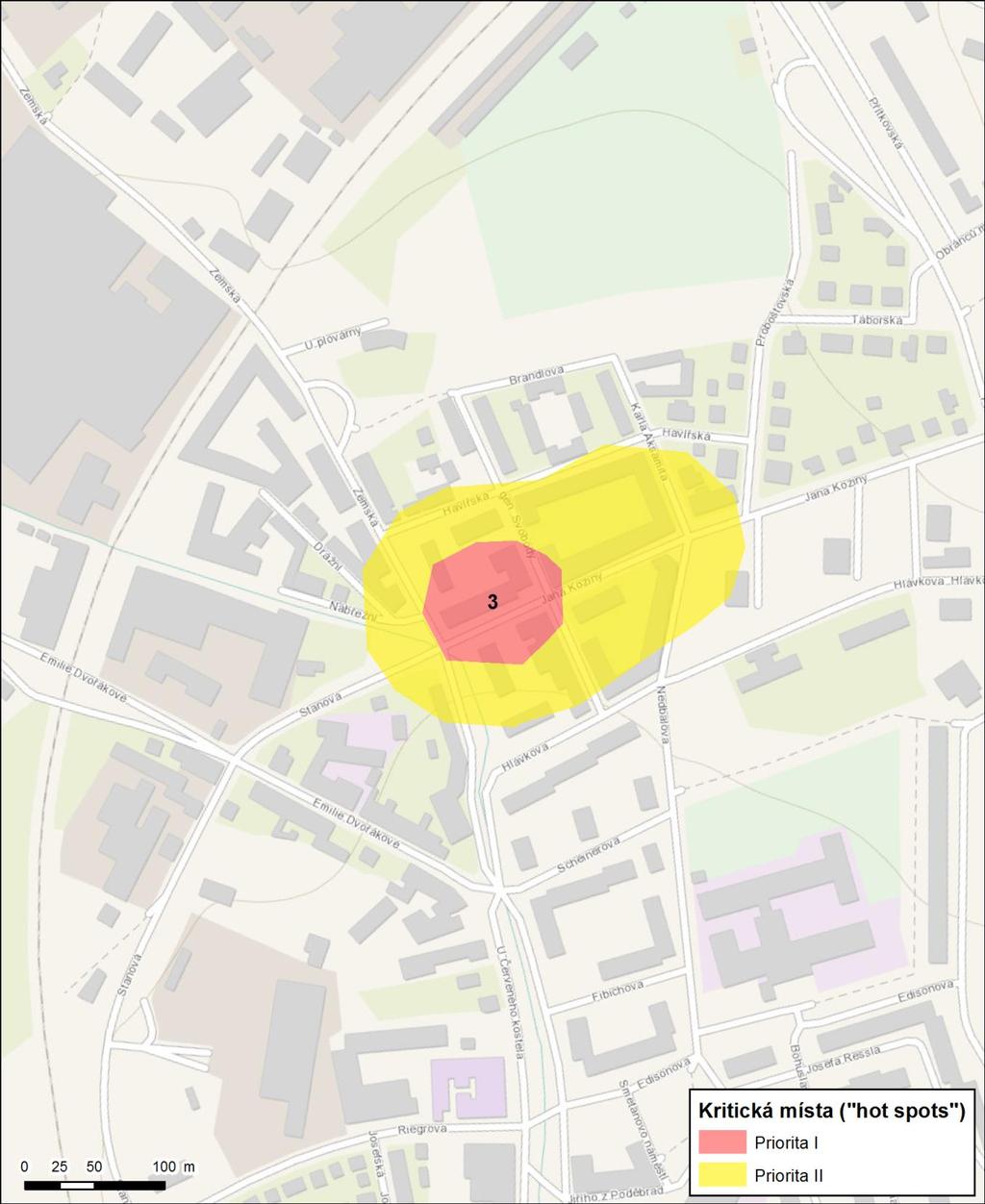 Obr. 11 Situace hot spots v Teplicích ulice Jana